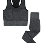 Grey Cotton Seamless Sports Bra with Cotton Slim Leggings Set
