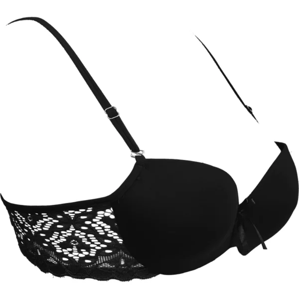 Black Lacy Padded T-Shirt Bra - Wired / Non-WIred - Image 2