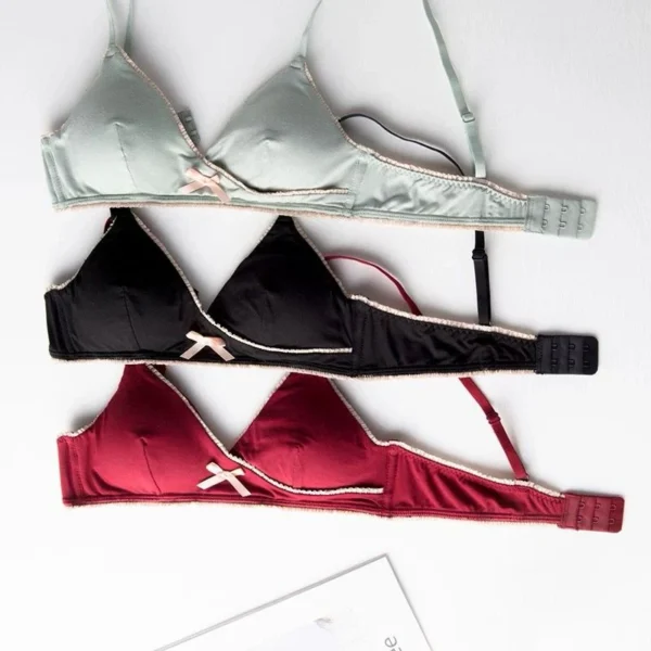 Red Stylish Low Cut Cotton Bra with Light Removeable Pads - Image 3