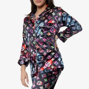 Silk Print Loungewear - Black Multi
