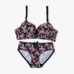 Black Floral Padded Set