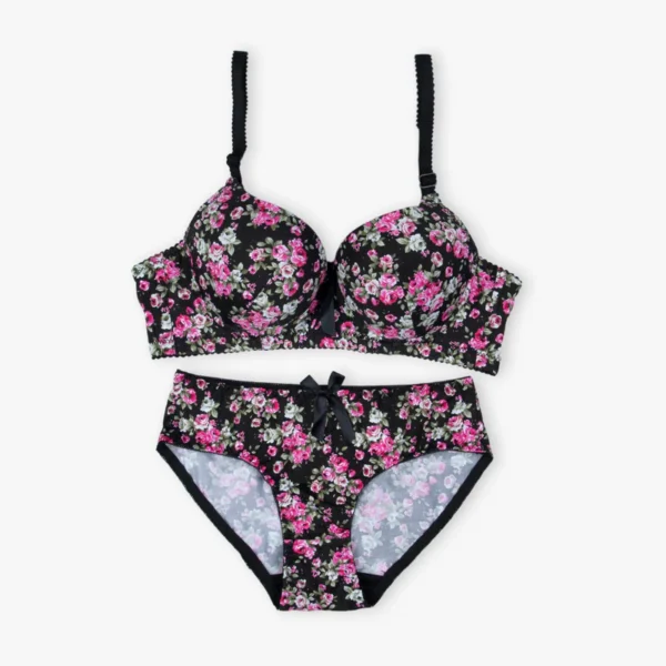 Black Floral Padded Set