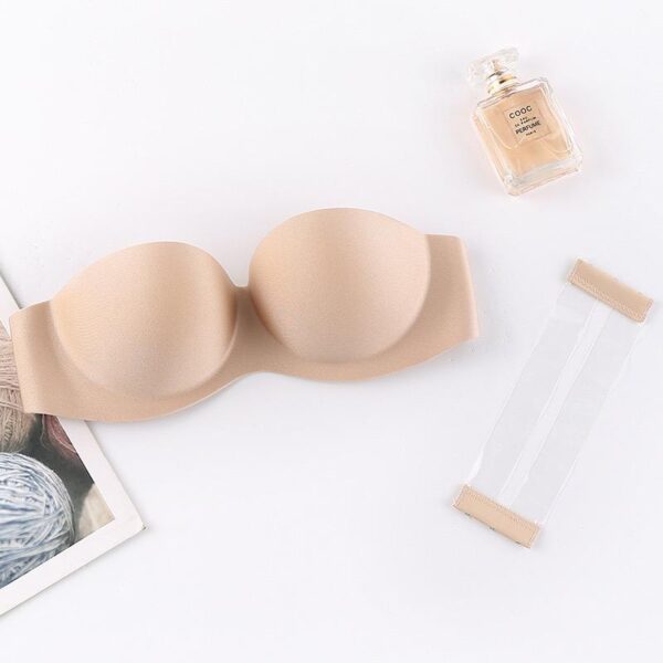 Skin Pushup Strapless Bra with 2 pairs of Transparent and Adjustable Straps - Image 3