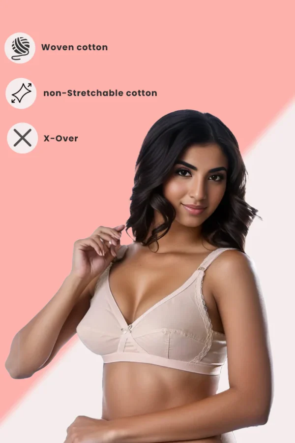 Maroon Lotus - Cotton Non Padded Cross-Over Style Wirefree Bra